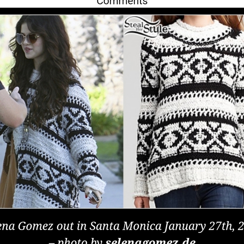 Free people oversized chunky knit print sweater size large - Picture 3 of 9